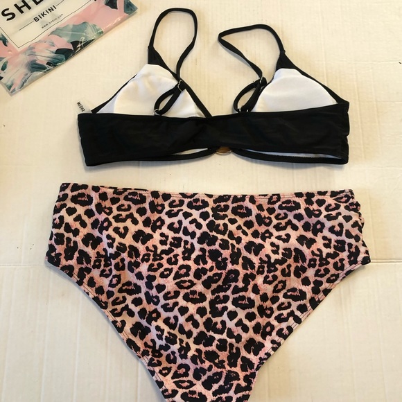 SHEIN | “Maternity” Bathing Suit 2-Tone Pink Leopard Print & Black 2pc | Size S - Picture 8 of 14